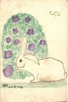 Easter, rabbit, hand-drawn postcard s: G.I. (EK)