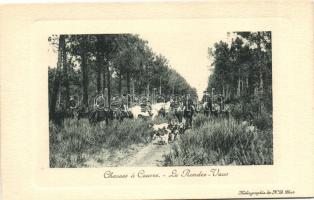 Chasses á Courre - Le Rendez-Vous / Hunters on horses, hunting dogs, the rendezvous