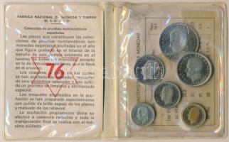 Spanyolország 1975. 50c-100P (6xklf) forgalmi sor eredeti sérült tokban, tanúsítvánnyal T:PP Spain 1975. 50 Centimos - 100 Pesetas (6xdiff) coin set in original damaged case with certificate C:PP