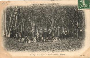 Chasses a courre de Compiégne - Équipage de Chézelles, la Meute avant le Découplé / Crew Chézelles, pack of dogs, hunters (EK)