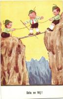 Béla ne félj! / Béla, dont be afraid!, children dressed as alpinists, humour, EAS No. 54