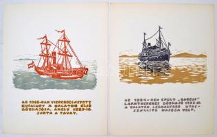 A balatoni hajózás története linómetszetekben. Ötlet és szöveg: Dr. Sági Károly, grafika: M. Kiss Jó...