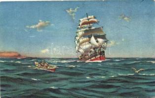 Sailing ship off Valparaiso, Stengel & Co. No. 29255 (fl)