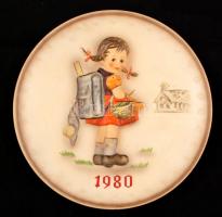 Évfordulós Hummel kerámia falitányér, kézzel festett, jelzett, apró kopásnyomokkal, d: 19,5 cm