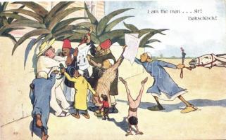 I am the man..sir! Bakschich! / African scene, humour, B.K.W.I. 951-1. s: R. Pick