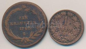 1780S 1kr Cu &quot;Mária Terézia&quot; + 1859E 1kr Cu T:2-,3