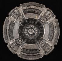 Nagyméretű csiszolt, metszett ólomkristály hamutál, jelzés nélkül, kis csorbákkal, d: 15 cm