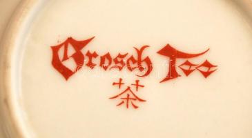 Kínai porcelán váza, matricás, jelzett, kopásnyomokkal, m: 15,5 cm + 3 db keleti motívumos porcelán ...