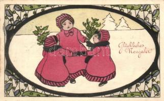 New Year, children, floral, B.K.W.I. 3113-3.