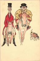 Hunters caricatures, hunting dog (EK)
