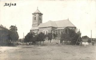 1927 Bajna, Római Katolikus templom, photo (vágott / cut)