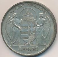 1939. 5P Ag "Horthy balra" T:2 kis ph., patina