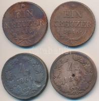 Ausztria 1816A 1kr Cu (2x) + 1861A 4kr Cu lyuk! + Magyarország 1864B 4kr Cu T:2-,3 ü. Austria 1816A 1 Kreuzer Cu (2x) + 1861A 4 Kreuzer Cu hole! + Hungary 1864B 4 Kreuzer Cu C:VF,F ding