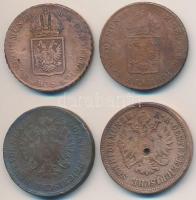 Ausztria 1816A 1kr Cu (2x) + 1861A 4kr Cu lyuk! + Magyarország 1864B 4kr Cu T:2-,3 ü.
Austria 1816A...