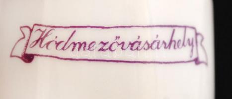 Alföldi porcelán pálinkás készlet, kis hiánnyal: 1 db dugós kiöntő, m: 19 cm + 1 db tálka, 23,5×15,5...