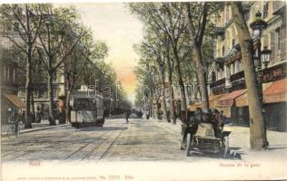 Nice, Avenue de la gare / railway station avenue, tram, automobile