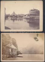 cca 1880 Svájc 11 db keményhátú fotó / Switzerland 11 vintage photos of different cities 16x11 cm