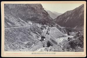 cca 1880 Svájc, Göschenen vasútállomás fotó / cca 1880 Switzerland, Göschenen railway-station photo 16x11 cm