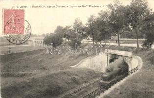 Agen, Pont Canal sur la Garonne / brdieg, railway tunnel, locomotive (EK)