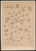 1880 Good morning, Good night csecsemőket és gyerekeket ábrázoló 2 db keményhátú fotó / Babies 2 vin...