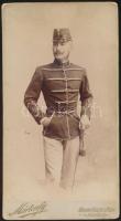 cca 1880 Magyar katona nagyobb keményhátú fotója 11x22 cm