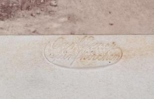 1879 Pécs városképe az indóház felöl. Pecséttel jelzett, nagyméretű fotó 31x26 cm