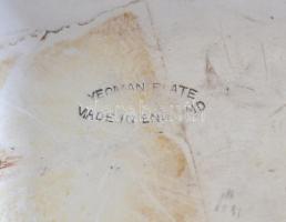 Yeoman England oroszlánfejes fűszertartó, kis kanál nélkül, üvegbetéttel, ezüstözött alpakka, jelzet...