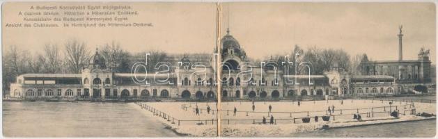 Budapest XIV. Városliget, a Budapesti Korcsolyázó Egylet műjégpálya, panoramacard (r)