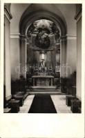 Deáki, Diakovce; Bencés plébániatemplom, fő oltár, belső / church interior, altar