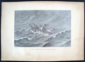 1886 S. M. Corvette Donau hajó nagyméretű fénnyomat / Ship large light-print 46x33 cm