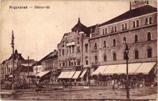 Nagyvárad, Oradea; Bémer tér, Pannónia szálloda, Neumann M. és Lőrnicz Mór üzletei /square, hotel, shops (fl)