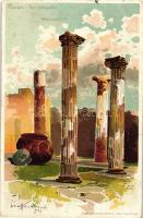 Pompei, Un peristilio, litho s: Craffonara (fa)