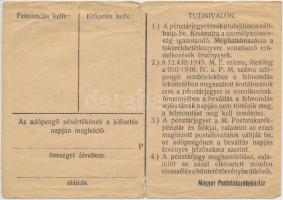 1946. 100.000AP nem kamatozó Pénztárjegy "Másra Át Nem Ruházható" T:III-