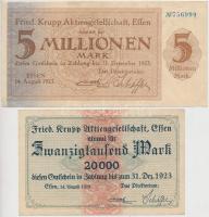 Németország / Weimari Köztársaság / Essen 1923. 5db klf szükségpénz "Friedrich Krupp Részvénytá...