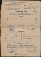 1946 Katonai iratok: A Budapesti 13. Honvéd Kiegészítő Parancsnokság által kiállított leszerelési jegy és a Magyar Honvédelmi Minisztérium által kiállított hadifogoly-illetmény igazolvány
