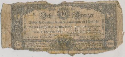 1860. 10Kr &quot;K. K. Hauptmünzamt für Silberscheidemünze&quot; alul kétsoros szöveg T:IV Austrian Empire 1860. 10 Kreuzer &quot;K. K. Hauptmünzamt für Silberscheidemünze&quot; two row text C:G Adamo G93