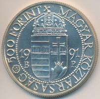 1991. 500Ft Ag "II. János Pál pápa látogatása" dísztokban T:BU kis patina