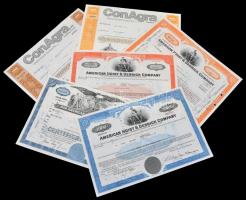 Amerikai Egyesült Államok 1971-1982. 6db klf részvény perforált, bélyegzésekkel, lyukasztással T:I-
...