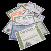 Amerikai Egyesült Államok 1947-1977. 10db klf részvény perforált, bélyegzésekkel, lyukasztással érvé...