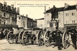 1914 Ligny-en-Barrois, Place Nationale, Hotel du Cheval Blanc, boucher / square, cannons of the enemy, hotel, butcher shop