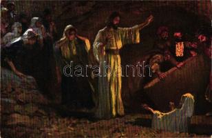 12 db RÉGI megíratlan, motívum képeslap, Bibliai jelenetek, Újszövetség, a teljes sorozat, német nye...