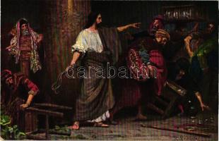 12 db RÉGI megíratlan, motívum képeslap, Bibliai jelenetek, Újszövetség, a teljes sorozat, német nye...