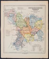 1922 Jász-Nagykun-Szolnok vármegye térképe, kiadja a Magyar Földrajzi Intézet Rt., jelmagyarázattal, 32x26 cm