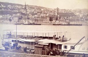 cca 1890 Budapest, Tabán nagyméretű fotó a városrendezés előtti Duna parttal. Régi házak, műhelyek, ...