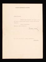 1946 Tildy Zoltán(1889-1961) köztársasági elnök aláírása a Biczó András festőművésznek címzett levélen