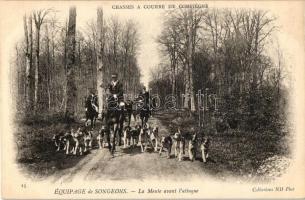 Chasses a Courre de Compiégne - Équipage de Songeons - La Meute avant lattaque / hunters on horses in Compiégne, hunting dog pack before the attack