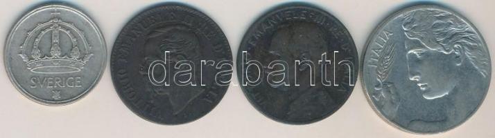 Vegyes: Olaszország 1867M 2c Cu + 1910R 20c Ni + 1915. 2c Cu + Svédország 1943G 25ö Ag T:2,2-,3
Mix...