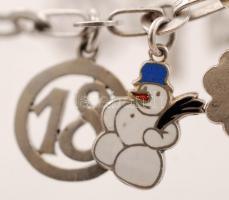 Ezüst(Ag) karkötő sok apró kis medállal, jelzett, br: 18,8 g