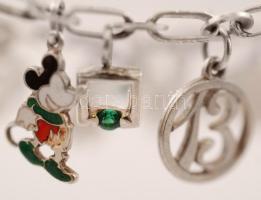 Ezüst(Ag) karkötő sok apró kis medállal, jelzett, br: 18,8 g