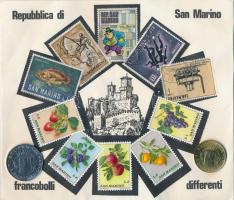 San Marino DN Emléklap 2db félmpénzzel és 10db bélyeggel T:1 San Marion ND Souvenir sheet with two coins and 10 stamps C:UNC
